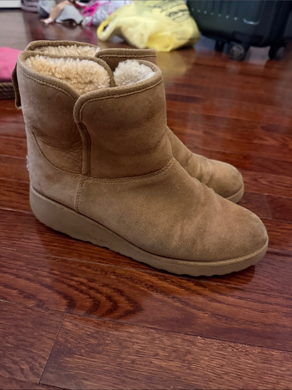 UGG Chestnut Suede Shearling Short Booties